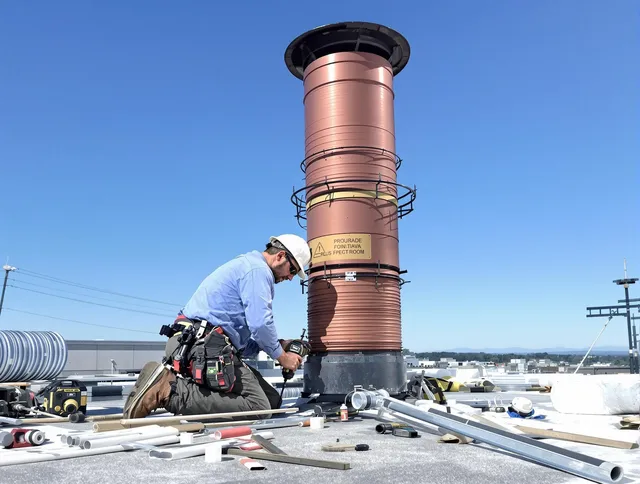Installed chimney liner by Groton Chimney Sweep in Groton, MA