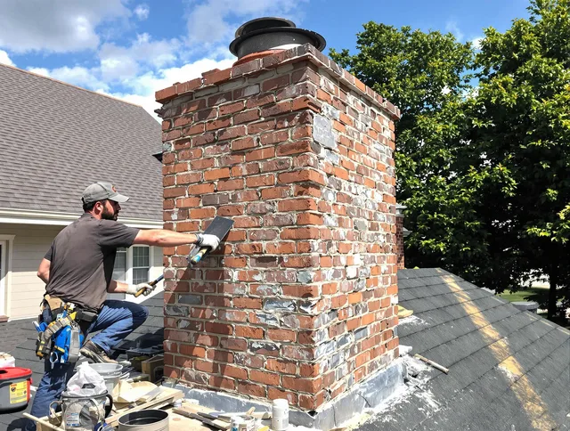 Completed chimney rebuild by Groton Chimney Sweep in Groton, MA