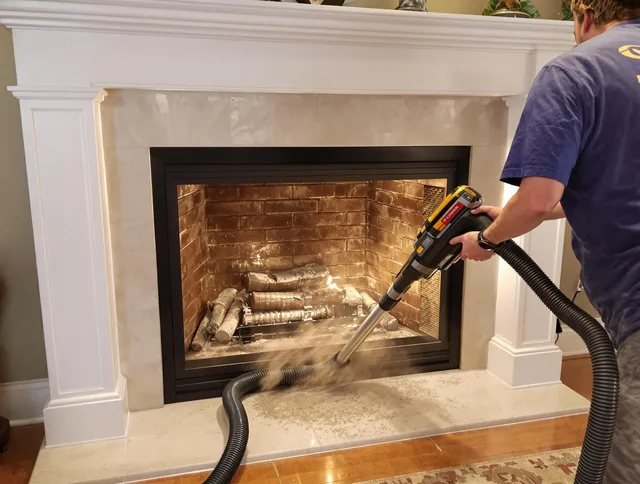 Fireplace cleaning performed by Groton Chimney Sweep in Groton, MA