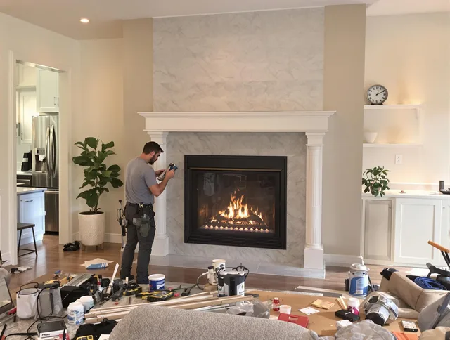 Newly installed fireplace by Groton Chimney Sweep in Groton, MA
